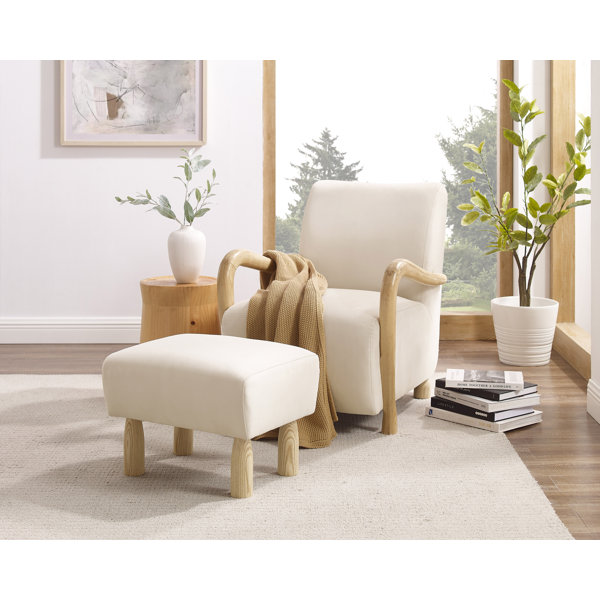 Latitude Run Merkiel 33.5 Wide Solid Wood Accent Chair